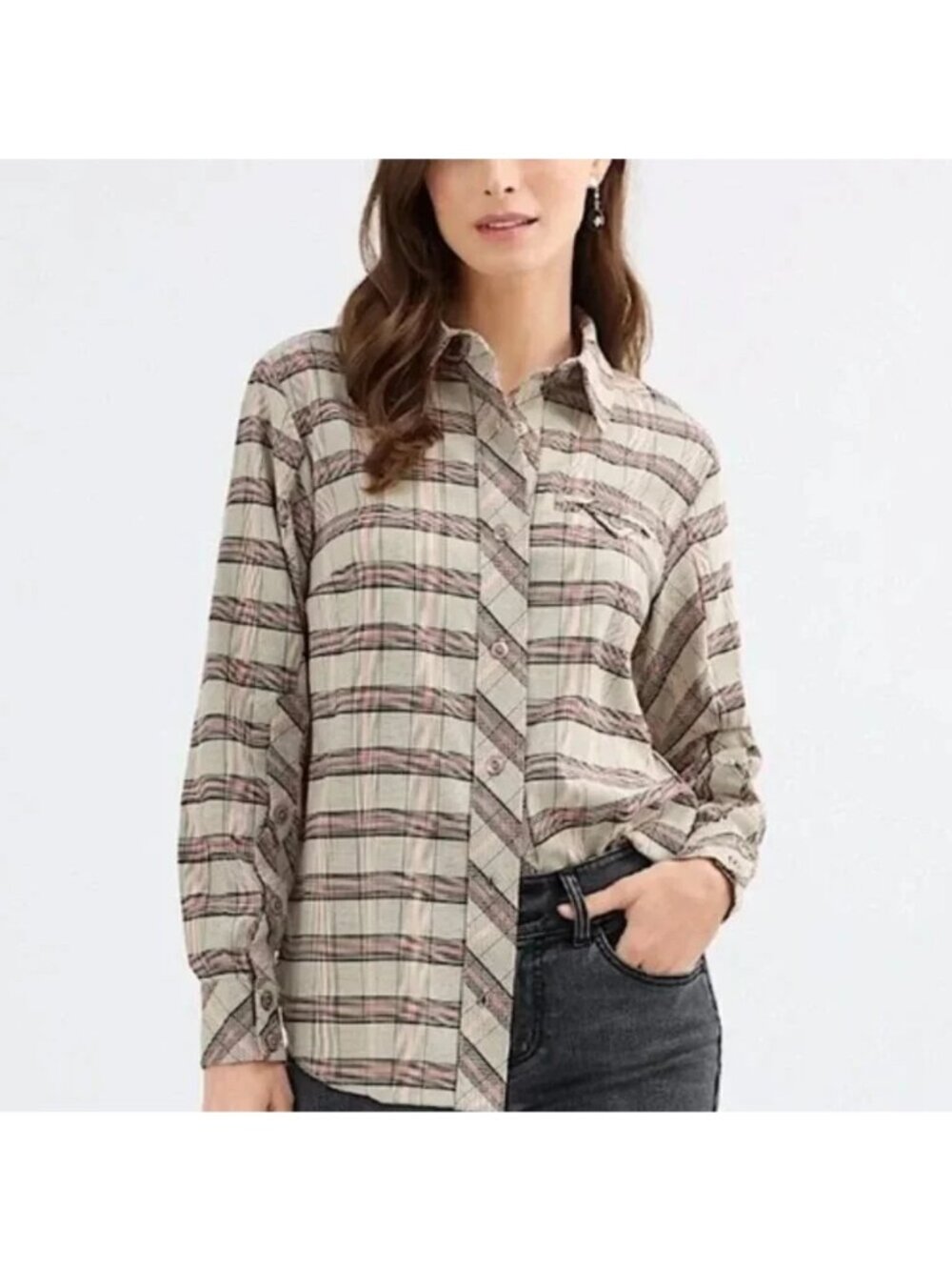 CABI Hideout Shacket Multicolor Plaid Sz M #4710 EUC